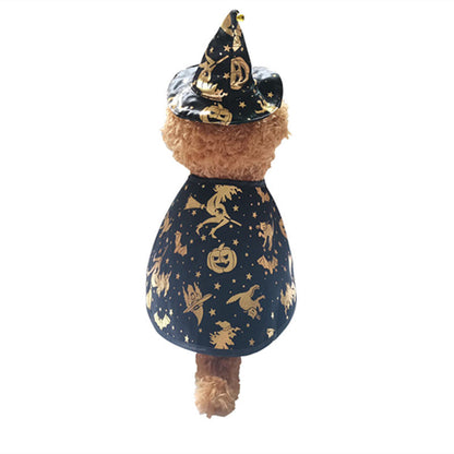 Pet Halloween Printed Wizard Cloak Set Costume
