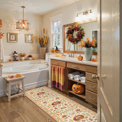 Violette Washable Halloween Pumpkin Yellow Rug