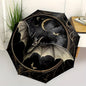 Bat Moon Gothic Umbrella - Automatic Open/Close, Compact Folding design with Bat & Moon Night Sky Art - Lightweight Umbrella for Halloween, Cosplay, T