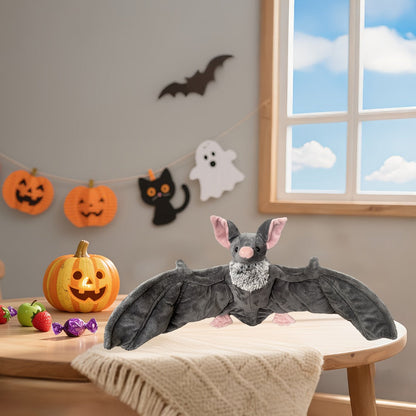 Giant Bat Plush Stuffed Animal 23 Inch Wingspan Soft Grey Spooky Bat Toy Halloween Decor Gift for Kids Adults Bat Lovers Gothic Fans Animal Lovers