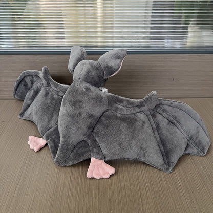 Giant Bat Plush Stuffed Animal 23 Inch Wingspan Soft Grey Spooky Bat Toy Halloween Decor Gift for Kids Adults Bat Lovers Gothic Fans Animal Lovers