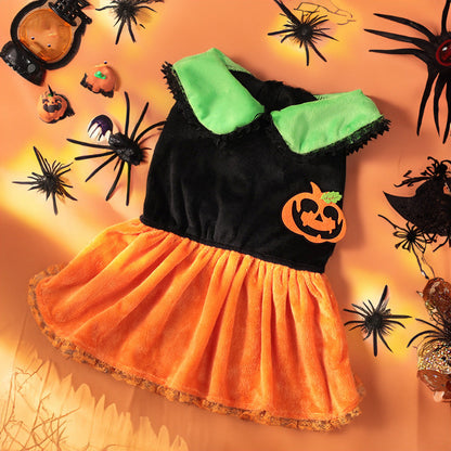 Classic Pumpkin Pet Halloween Skirt