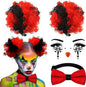 Women Halloween Clown Accessories Rainbow Wig Hair Clip On Puff Buns Clown Bowtie