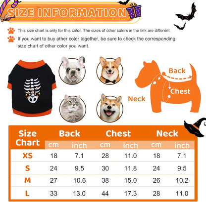 Dog Clothes Cat Shirts Halloween Dog Skeleton Costume Puppy
