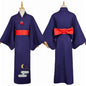Adult Men Blue Robe With Belt Kimono Carnival Halloween Cosplay Costume
